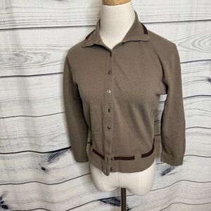 Stunning vintage brown tan cashmere Dalton cardigan